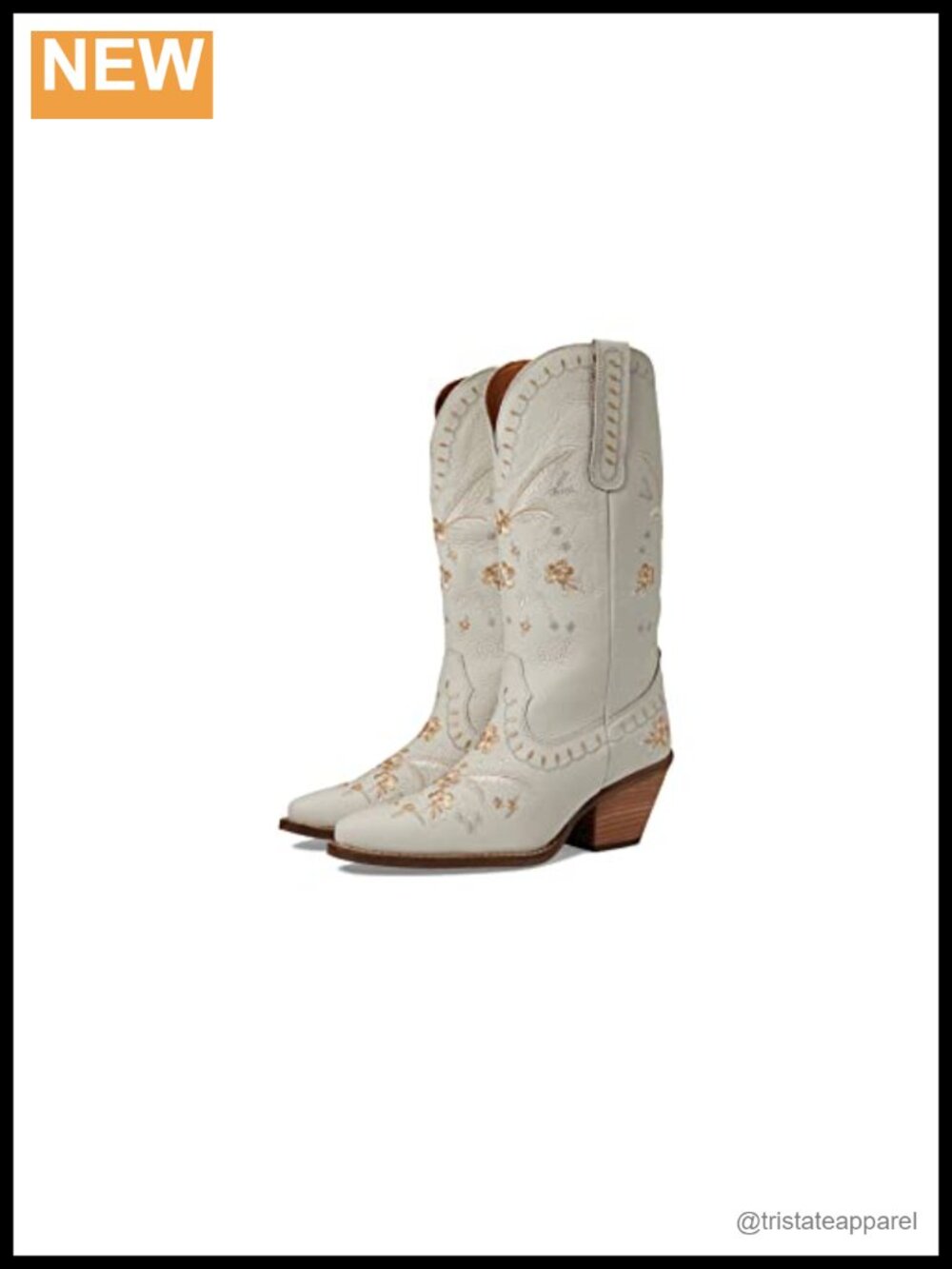 Dingo Leather Knee High Boots with Floral Embroidery - Mid Block Heel